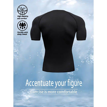 Men's Compressed Shirt Sports Quick Drying Fitness T-shirt Tight Sweat-Absorbent Jogging Cycling Outdoor 8 Colors Short Sleeve