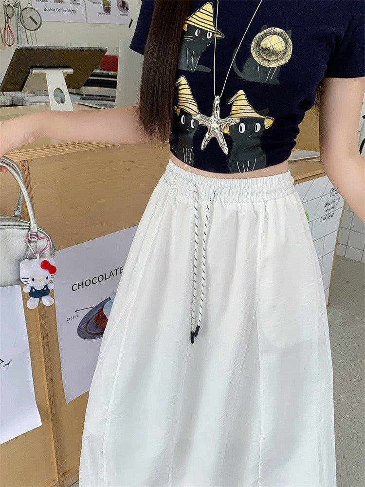 Plus Size Skirt Women 2025 Summer New Fashionable High Elastic Waist A Line Skirt Korean Style Casual Long Skirt Woman