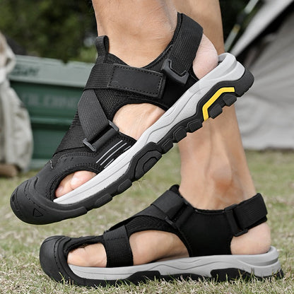 Non-Slip Sunnmer Fashion Flats Men's Breathable Sandals Lightweight Outdoor Sport Sandals Anti-collision Toe Male Beach Shoes