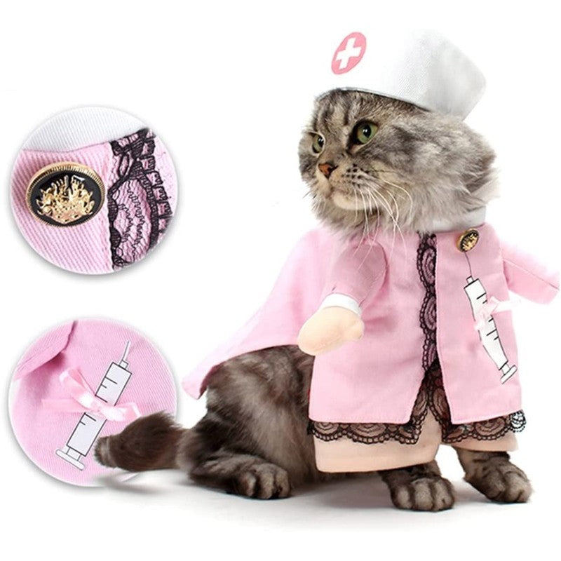 Fantasia de enfermeiro(a) para cachorro e gato, roupinha de enfermeiro(a) para animais de estimação, roupa de Halloween, Natal, para gatos e cães de pequeno e médio porte