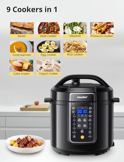 Panela de Pressão Elétrica 9 em 1, Panela Multifuncional com 14 Predefinições, Panela Antiaderente, Iogurteira, Panela de Arroz