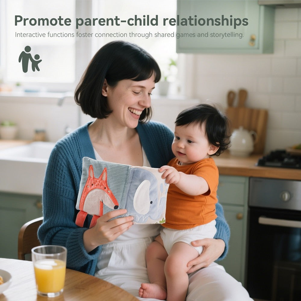 Baby Toys for 0 12 Months Cloth Book Early Educational Sensory Book Baby Soft Books Fluffy Cartoon Elephant Books With Mirror