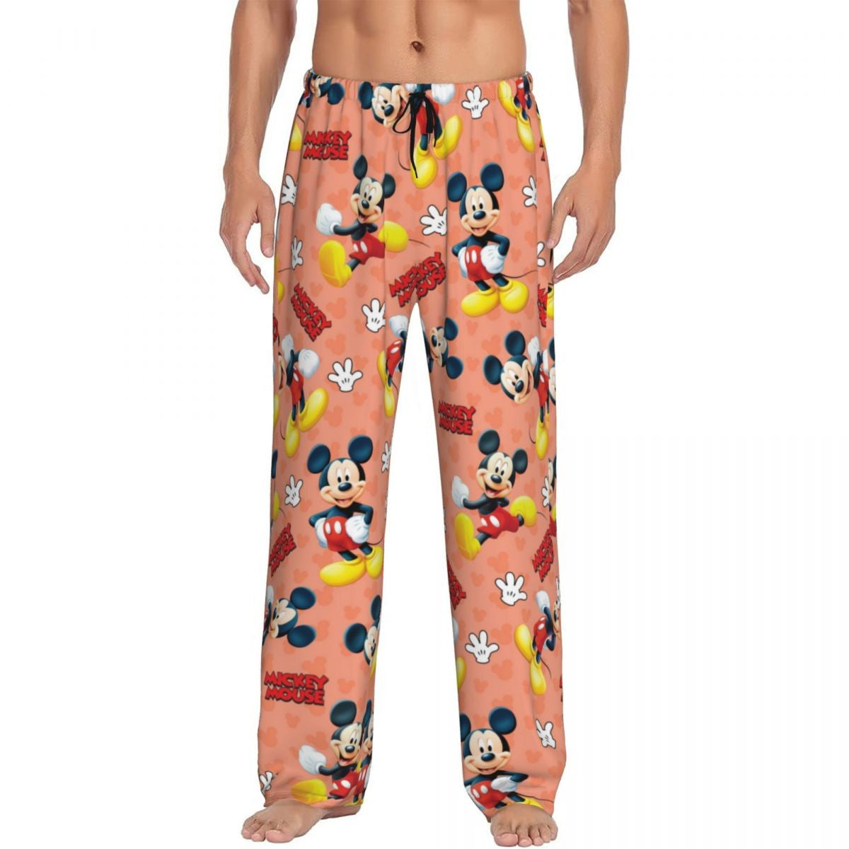 Custom Print Mickey Mouse Donald Duck Pajama Pants Men Sleep Sleepwear Bottoms with Pockets