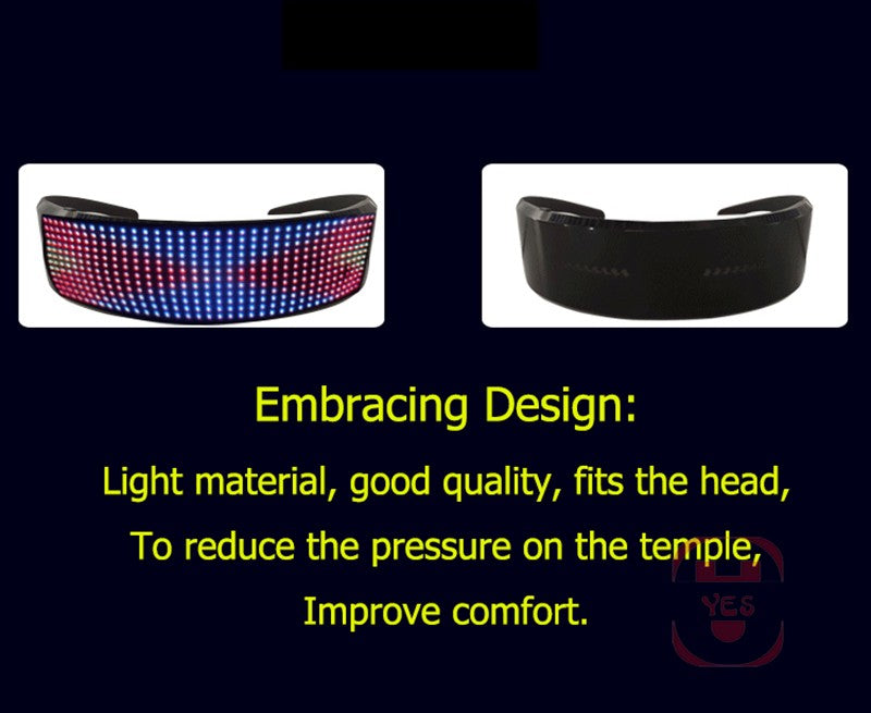 App Control Bluetooth Led Party Glasses Customized Languages USB Charge Flashing  Luminous Eyewear Christmas Concert Sunglasses