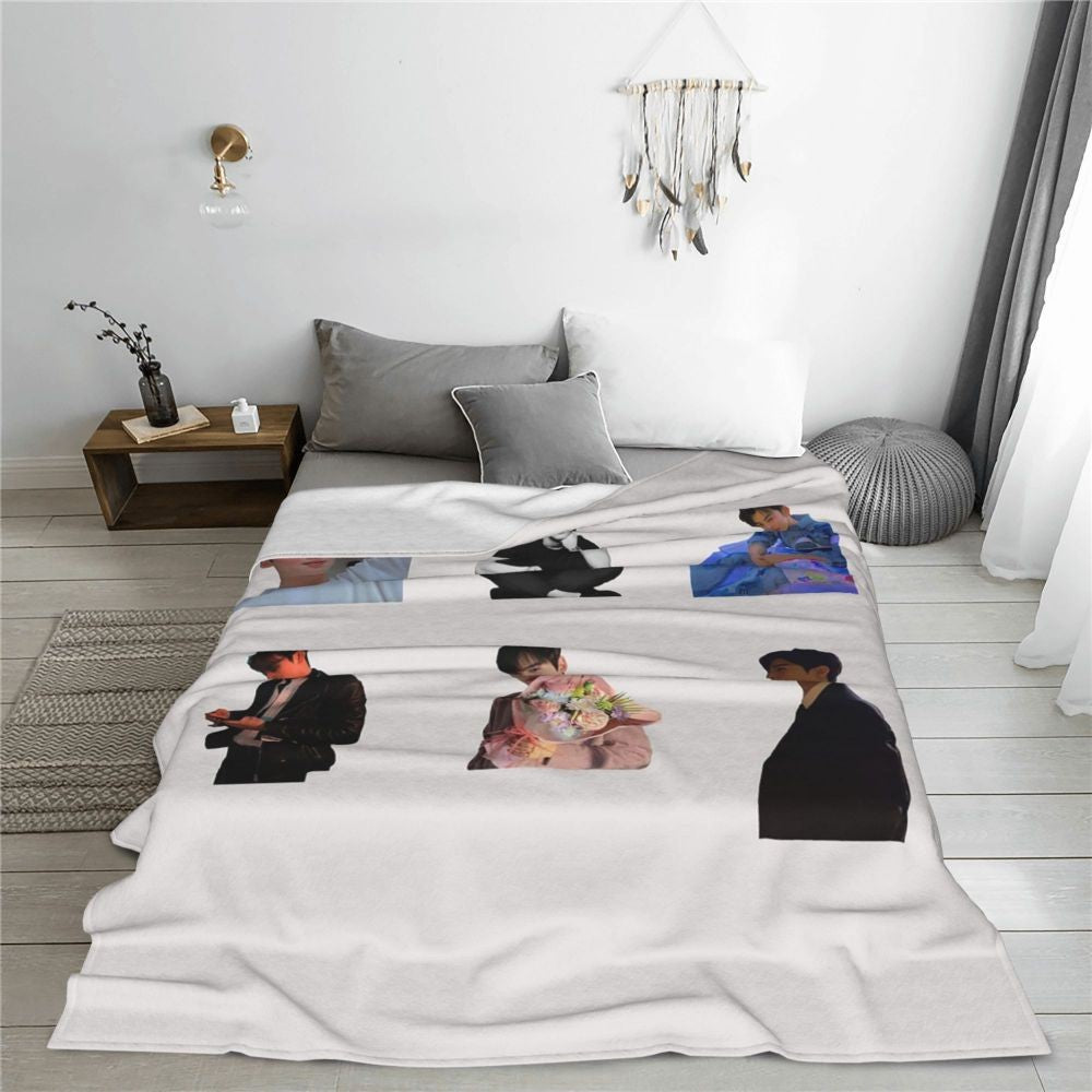 Cha EunWoo Kpop Astro Blankets Soft Warm Flannel Throw Blanket Cover for Bed Living room Picnic Travel Home Sofa