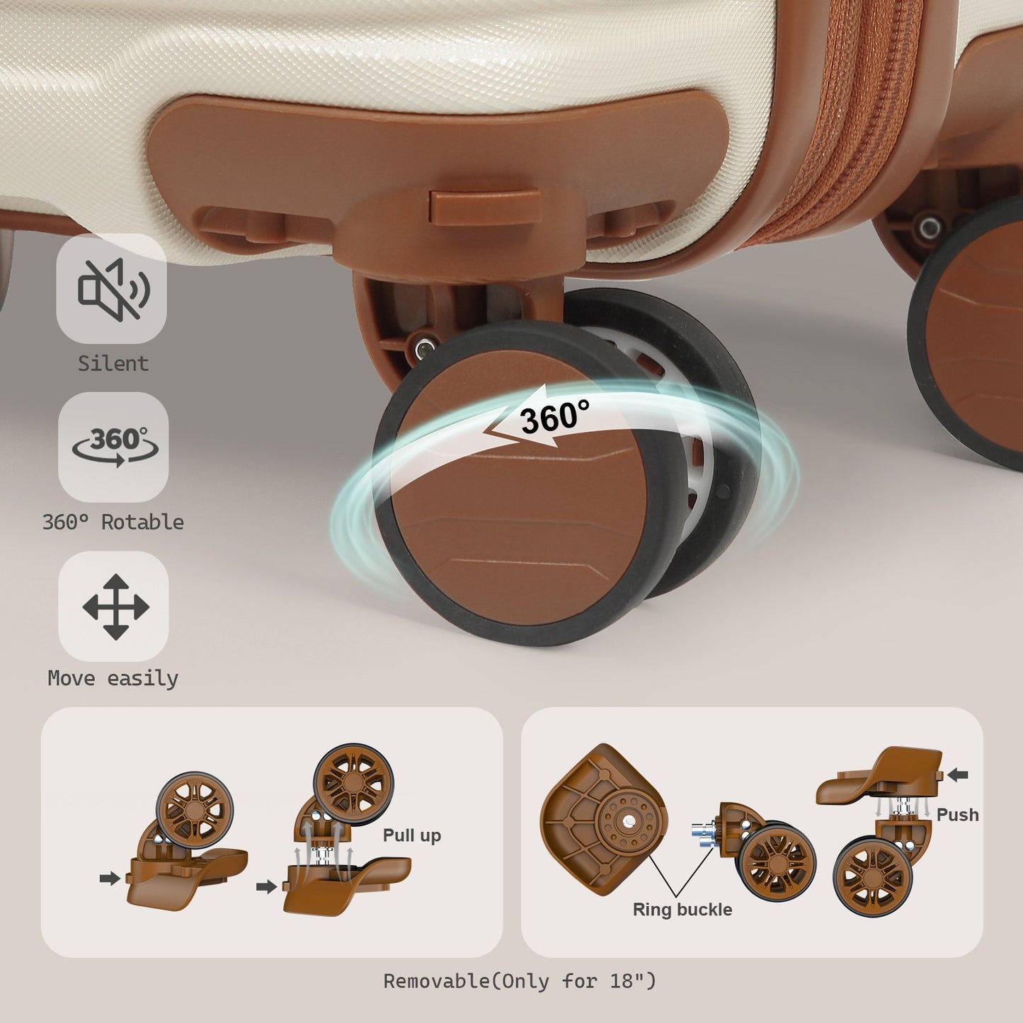 Joyway Luggage Set 6 Piece Suitcase Sets with Spinner Wheel,Hardside Expandable Travel Laggage with TSA Lock (18/20/24/28 White