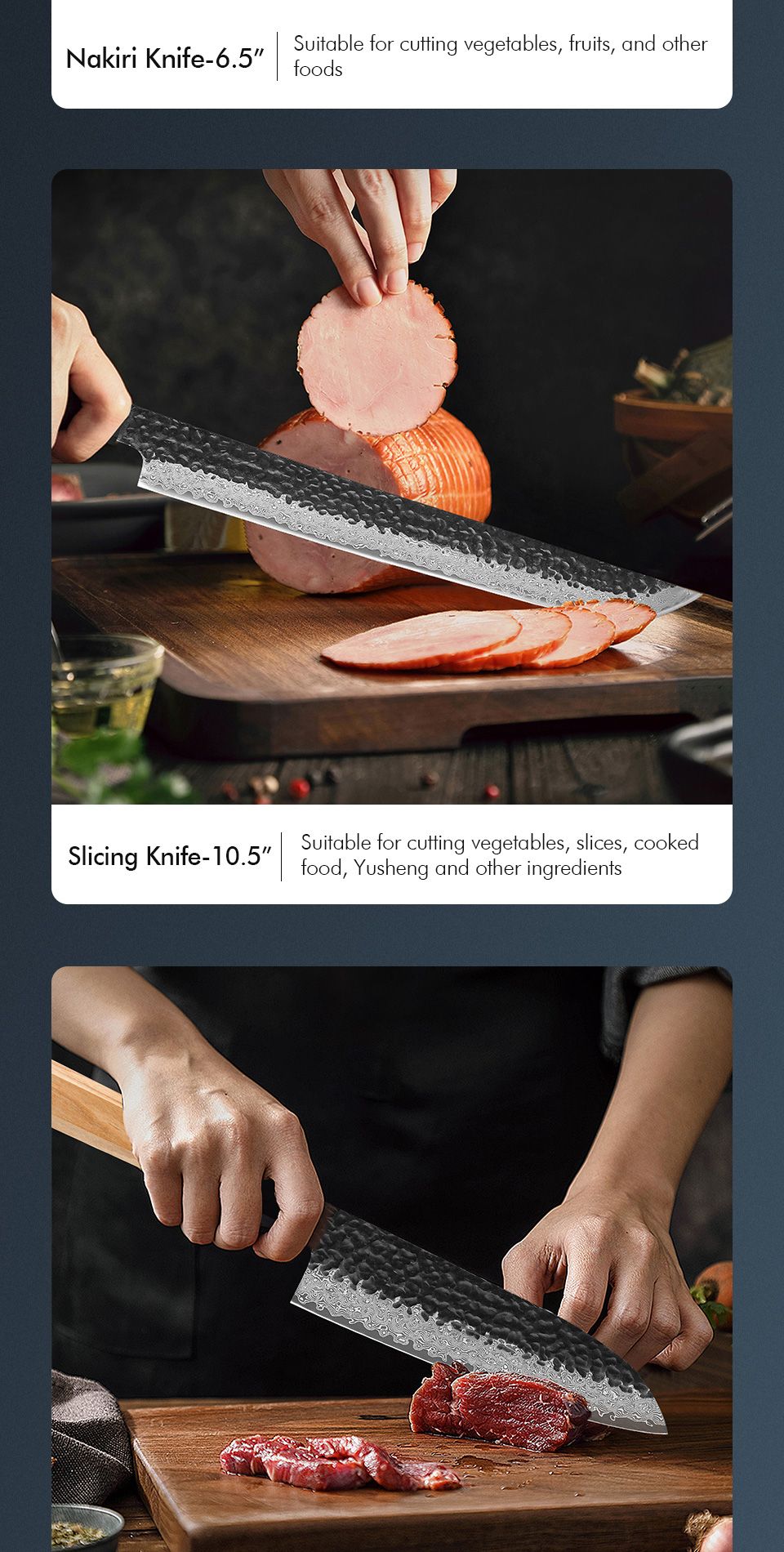 F.YOUNG Damascus Steel Kitchen Knives Japanese Hand Forged Chef Knife Vegetable Slicing Sashimi Utility Kitchen Cooking Tools