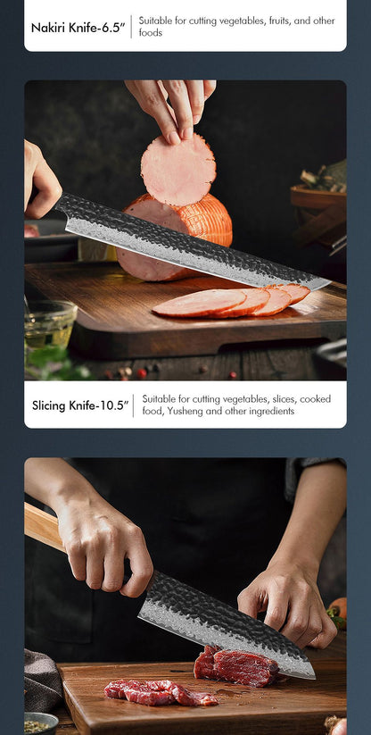 F.YOUNG Damascus Steel Kitchen Knives Japanese Hand Forged Chef Knife Vegetable Slicing Sashimi Utility Kitchen Cooking Tools
