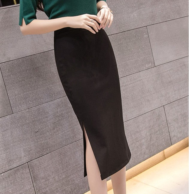 New Style Summer Fashion Elastic Waist Half-length Skirt 2025 Plus Size Women's Clothing Side-Slit Bodycon Skirts