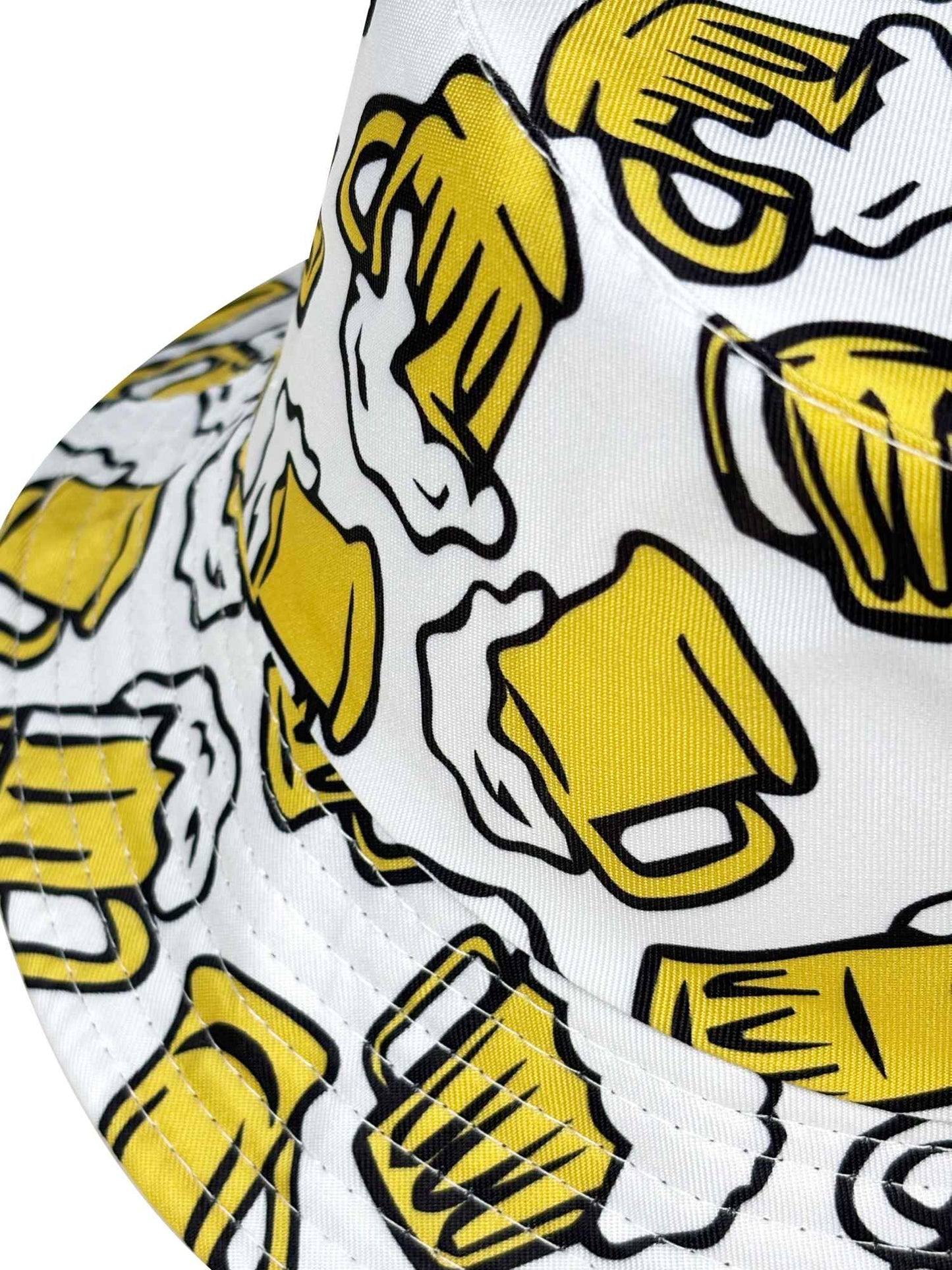 Beer Cheers Party Bucket Hat, Reversible Wear Foldable Lightweight Design,Cartoon Pattern Basin Hat,Unisex Casual Sun Hat for Beach and Festival Party Use