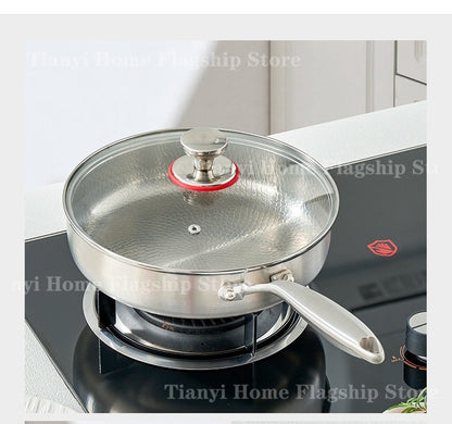 Frigideira 20/24/28cm Antiaderente Wok Titânio Aço Inox Doméstica Ovo Bife Frigideira Fogão de Indução Gás Utensílios de Cozinha