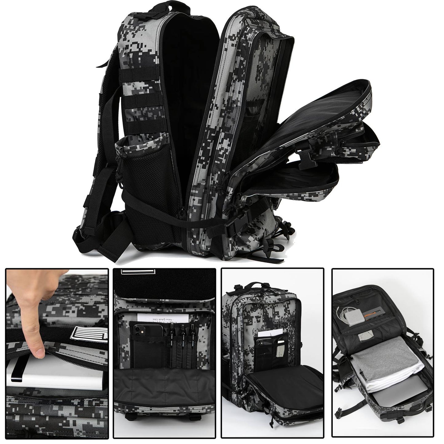 Mochila Tática 45L survival Bag Hunting MOLLE Backpack GYM Para Homens EDC Outdoor Hiking Rucksack com Suporte para Garrafa