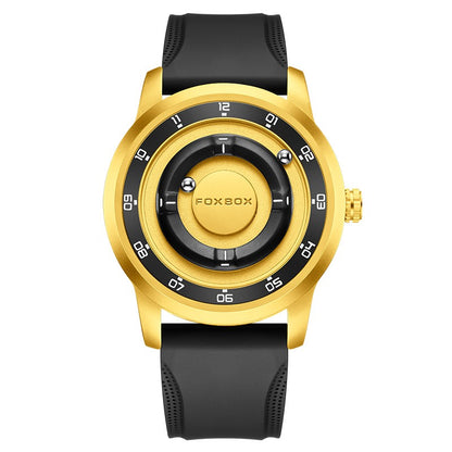 FOXBOX Fashion Unique Dial Man Watch Leather Casual Sports Srolling Bead Magnetic Force Waterproof Quartz Watches for Men Clocks