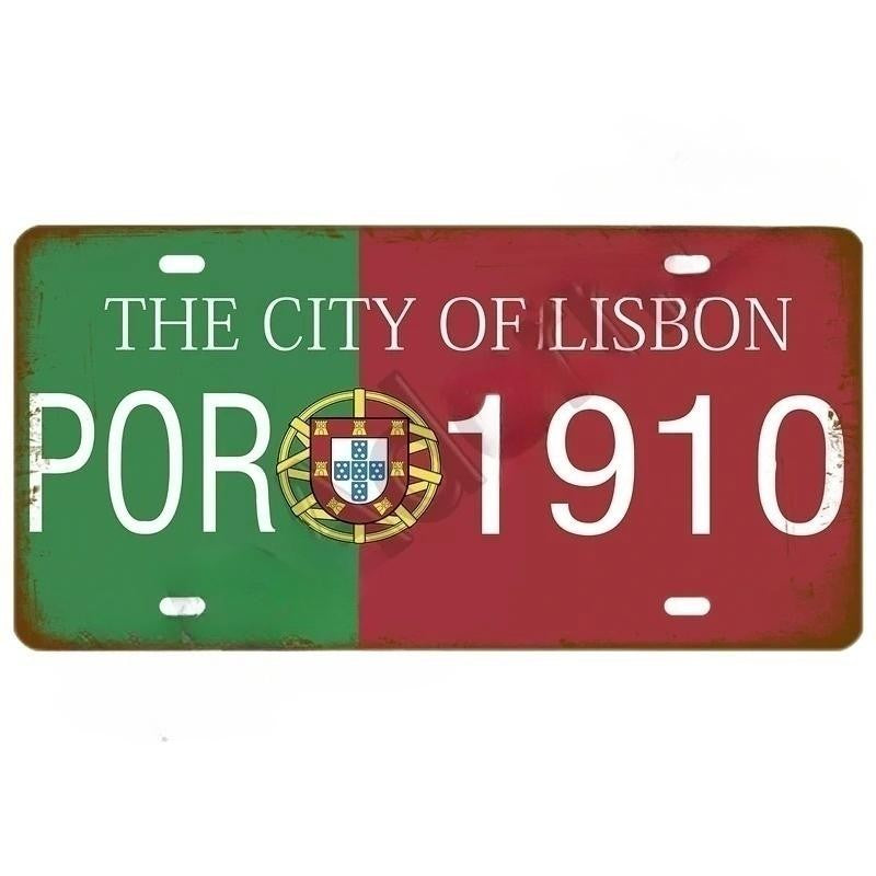 Plaque Tin Sign France Russia Spain Metal Sign Germany USA Country Flag License Plate For Wall Home Restaurant Craft Bar Decor