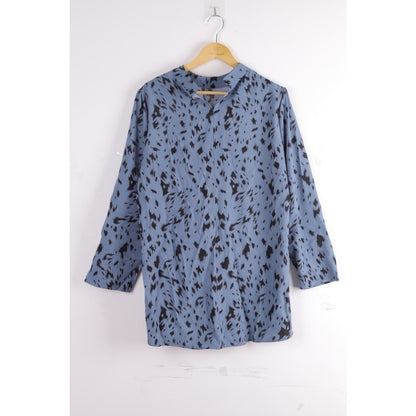 Plus Size New Elegant Women's Loose Long Sleeve Shirt Half High Collar Leopard Print Versatile Shirt Commute Style