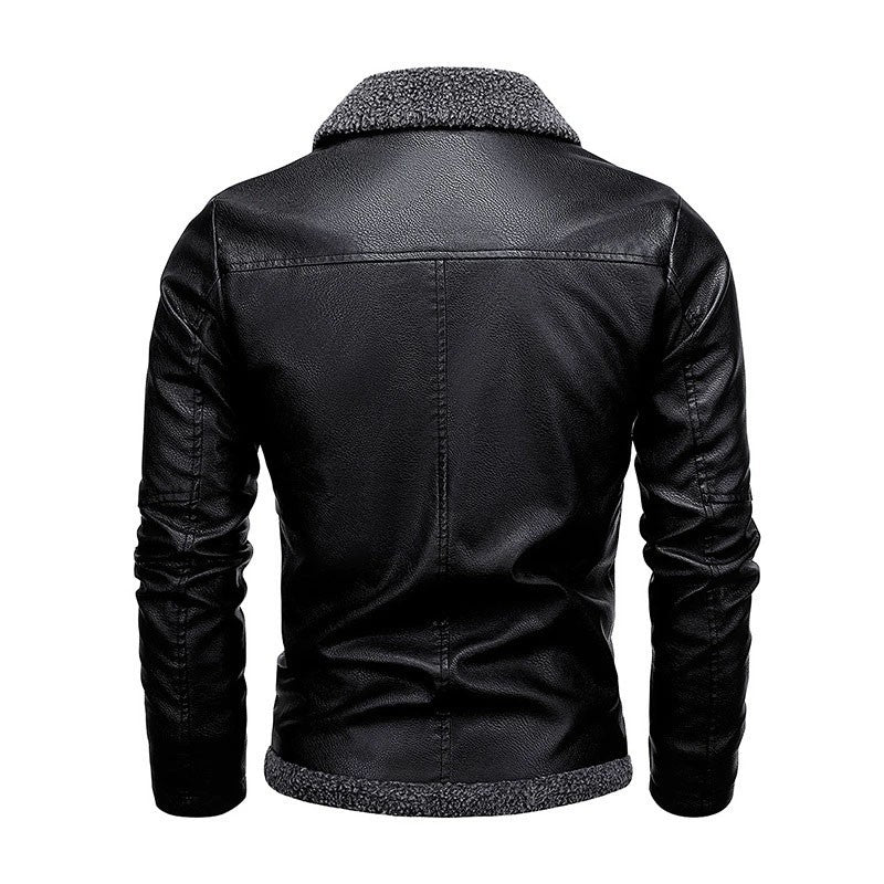 New Men's Leather Jackets Autumn Winter Slim High Quality Motorcycle PU Jacket Man Business Fleece Warm Black Leather Coats