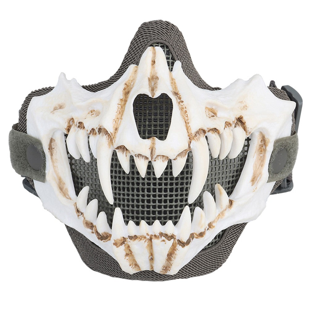 Fangs Cosplay Airsoft Mask Multipurpose Half Face Mask Adjustable Strap Breathable Headwear Halloween Horror Party Decor