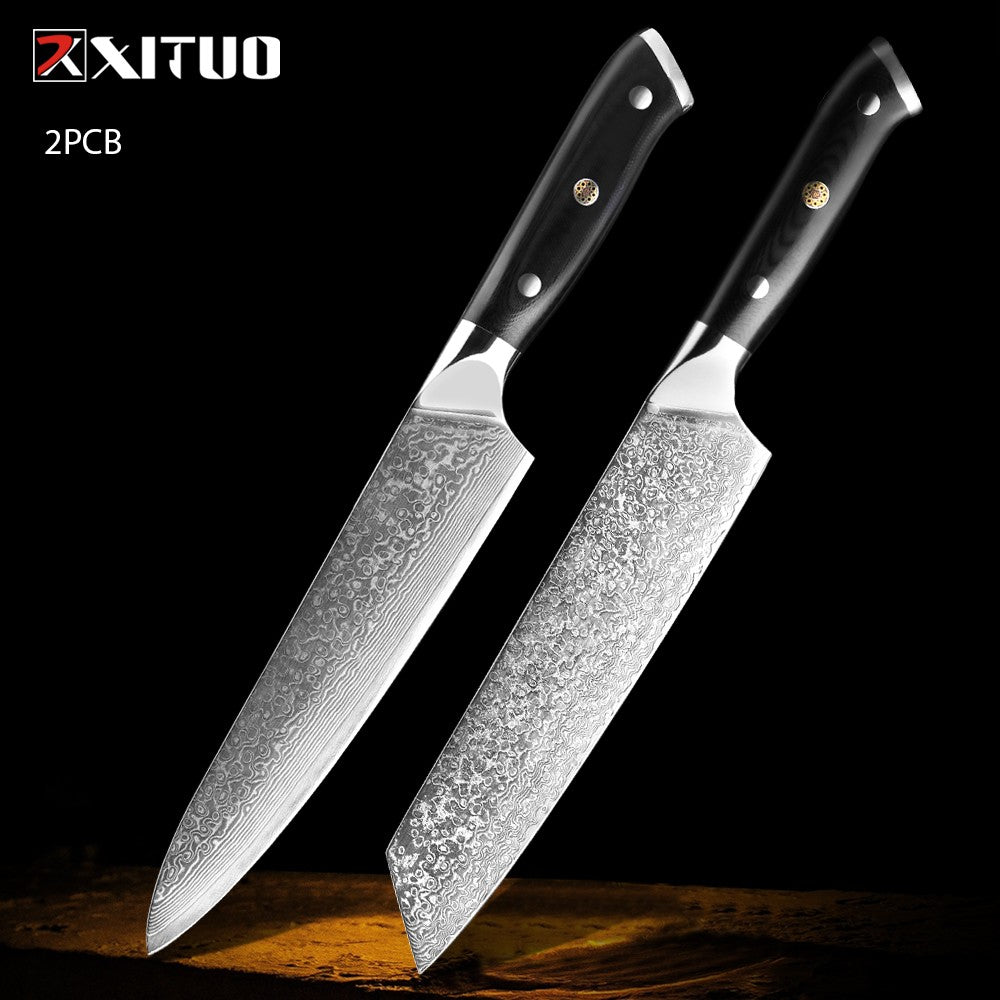 Japanese Damascus Steel Kitchen Chef Knife 1-9 PCS Set Ultra-sharp Cleaver Paring Bread Boning Knife Ergonomic G10 Handle