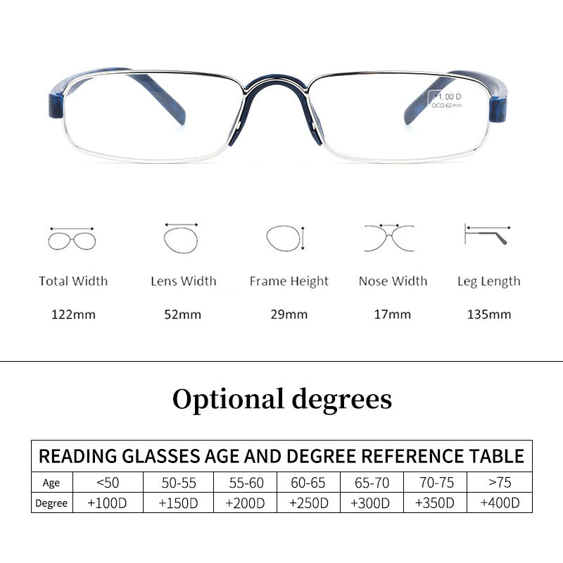 Guanhao Transparent Optical Reading Glasses Man Clear Women Presbyopia Hyperopia Reading Glasses Frame Alloy Ultralight HD View