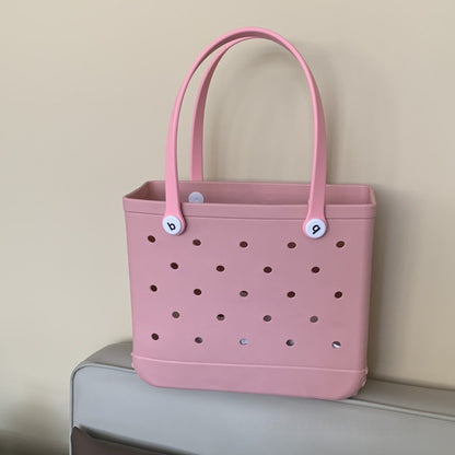 Fashion Large Beach Bags EVA Rubber Waterproof Storage Baskets Travel Shopping Handbag Women Shoulder Solid Color Jelly Bag