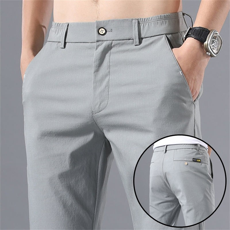 Calças Masculinas de Negócios Sociais Casual Caqui Verde-claro Perna Reta Clássica Slim Fit Venda Quente Fina Masculina
