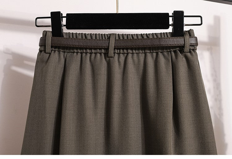 2025 Plus Size Skirts for Women Autumn Elegant Solid Women's Wrap Umbrella Skirts Korean High Waisted Suit Pleated Skirt