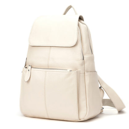 Zency Mochila Feminina Elegante Preta Branca Couro Genuíno Qualidade A++ Antifurto Grande Capacidade Mochila de Viagem Designer