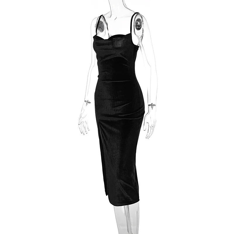 Women 2024 Autumn Winter Elegant Party Club Evening Velvet Streetwear Bodycon Mi