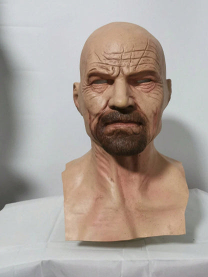 Mr White Mask Halloween New Bald Old Man Headgear Real Cosplay Props Photography Accessories