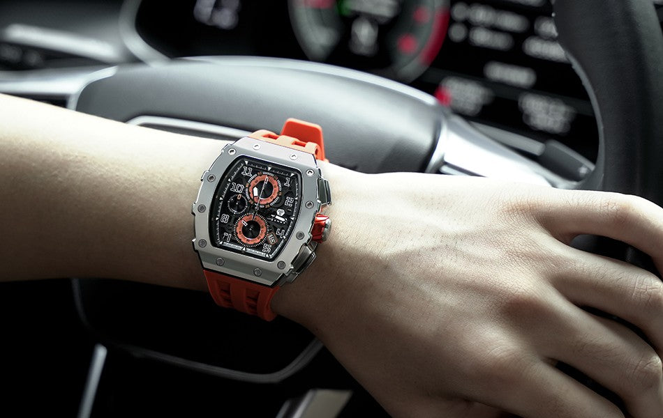 TSAR BOMBA Watch for Men Luxury Brand Tonneau Design Waterproof Clock Stainless Steel Wristwatch Fashion Rectangle Mens Watch