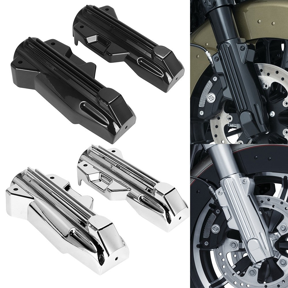 Capas Protetoras de Bengala Dianteira Inferior de Motocicleta Pretas em Plástico ABS para Harley Touring Electra Street Road Glide King FLHR FLTRX FLHX 2014-2022
