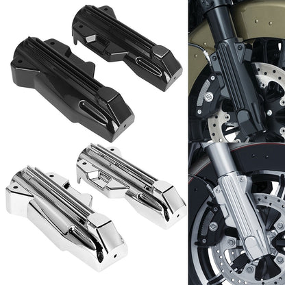 Capas Protetoras de Bengala Dianteira Inferior de Motocicleta Pretas em Plástico ABS para Harley Touring Electra Street Road Glide King FLHR FLTRX FLHX 2014-2022