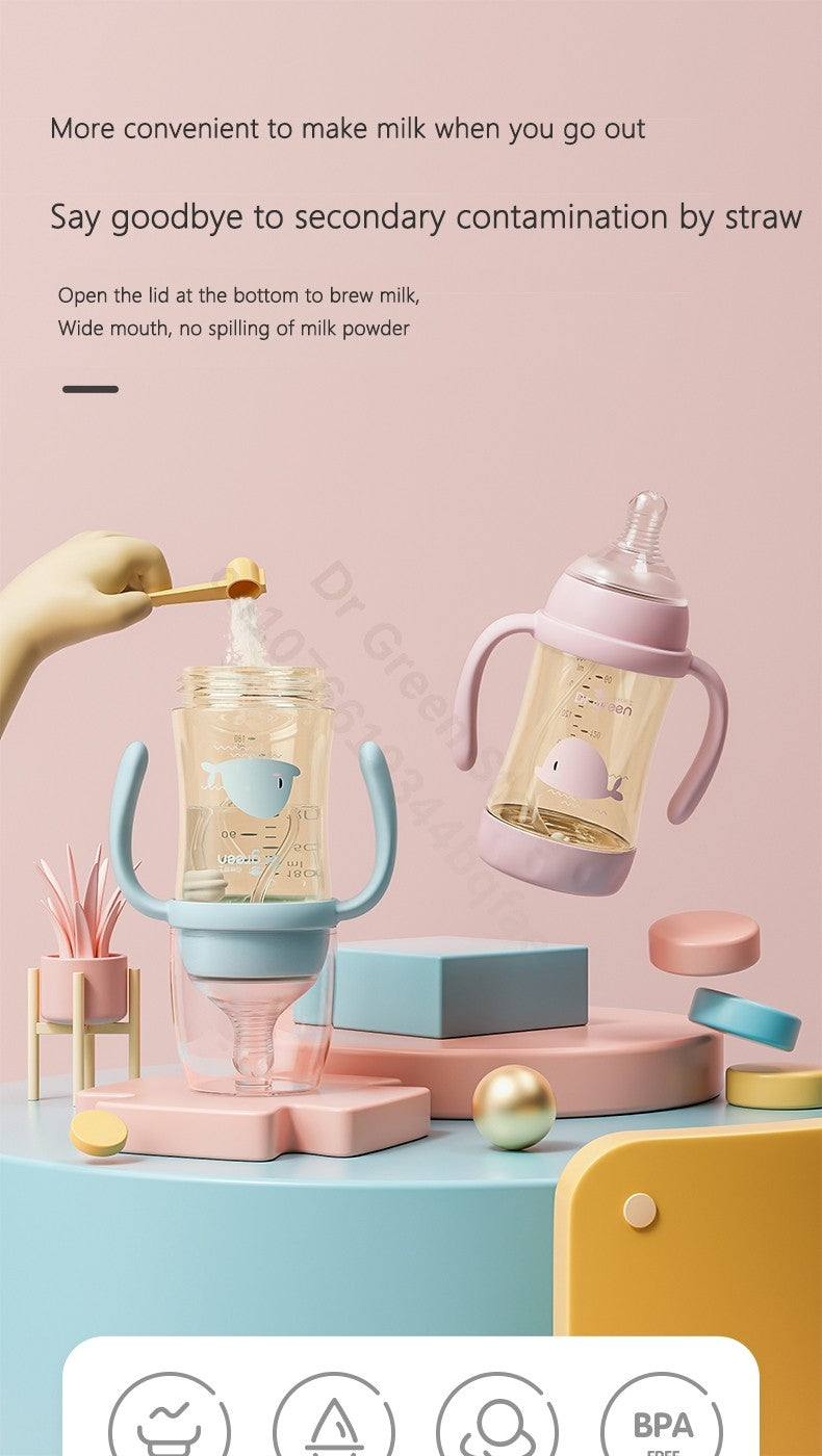 Dr.Green Wide Mouth Newborn baby bottles PPSU Washable Bottles Forward and reverse bi-directional scale inverted milk brewing