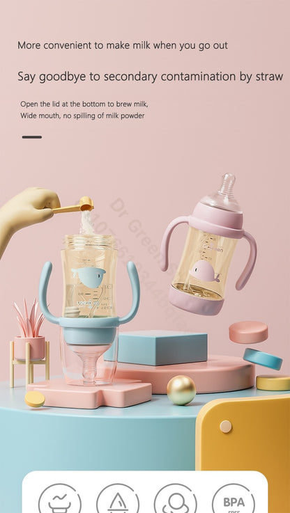 Dr.Green Wide Mouth Newborn baby bottles PPSU Washable Bottles Forward and reverse bi-directional scale inverted milk brewing