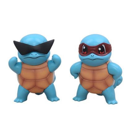 3 Estilos Boneco Pokémon 9cm Squirtle de Óculos de Sol Figura PVC Modelo Colecionável Pokémon Go Boneco de Ação Presente de Aniversário Infantil