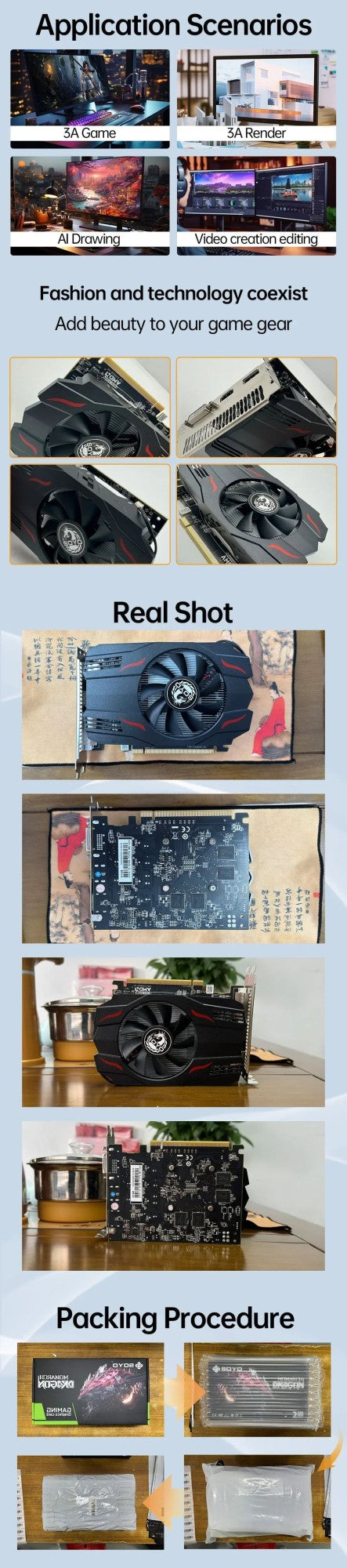 SOYO AMD Radeon RX550 4GB GPU GDDR5 14nm For Desktop PC Games Video RX560 Graphics Card 128bit  RX 550 Computer Components