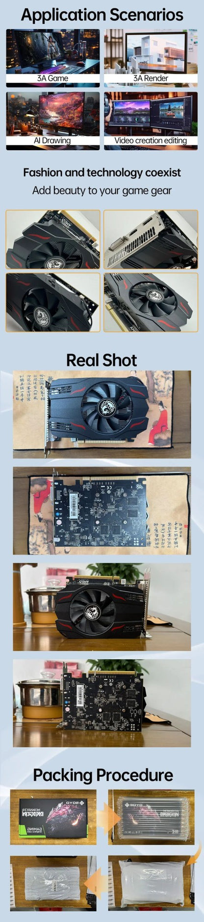 SOYO AMD Radeon RX550 4GB GPU GDDR5 14nm For Desktop PC Games Video RX560 Graphics Card 128bit  RX 550 Computer Components