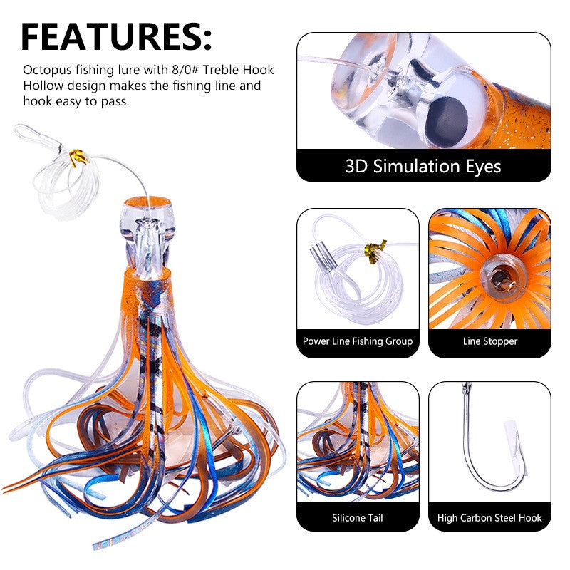 1 Isca de Corrico 65G/100G Pesca em Barco em Águas Profundas Isca de Atum Polvo Iscas de Água Salgada para Mahi Marlin Wahoo Acessórios de Pesca de Grande Porte