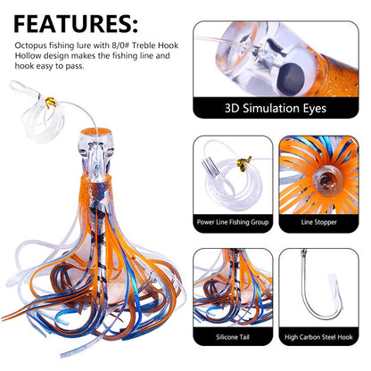 1 Isca de Corrico 65G/100G Pesca em Barco em Águas Profundas Isca de Atum Polvo Iscas de Água Salgada para Mahi Marlin Wahoo Acessórios de Pesca de Grande Porte