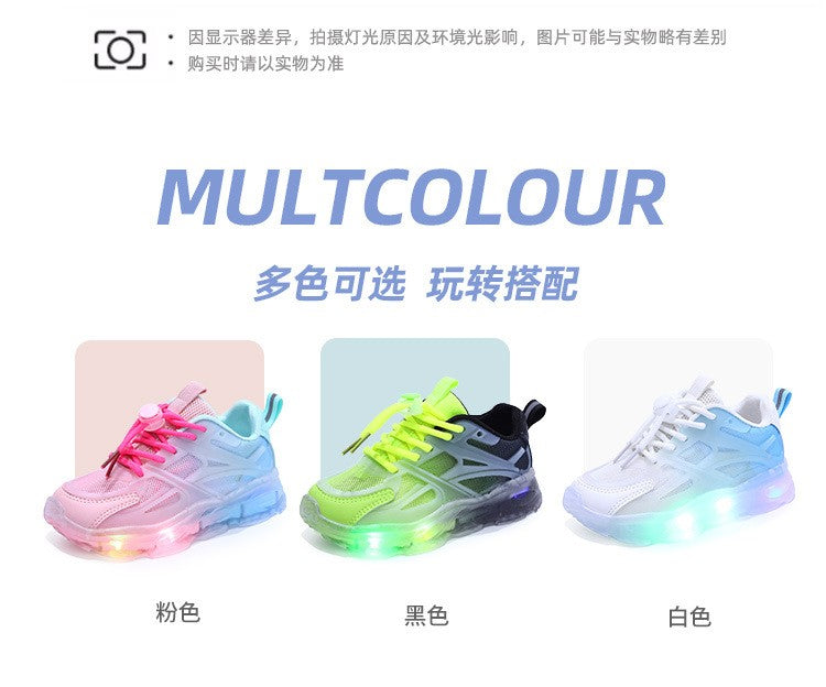 Summer Kid Sneakers New Fashion Light Up Boy Shoe Breathable Versatile Anti Slip Simple Sports Shoes Daily Classic Girl Shoes