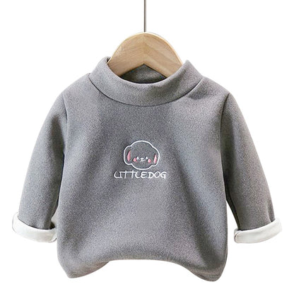 Warm and Cozy Unisex Children Fleece-Lined Base Layer Animal Sweatshirt Tops for Autumn and Winter Girls Cute Outerwear Clothes