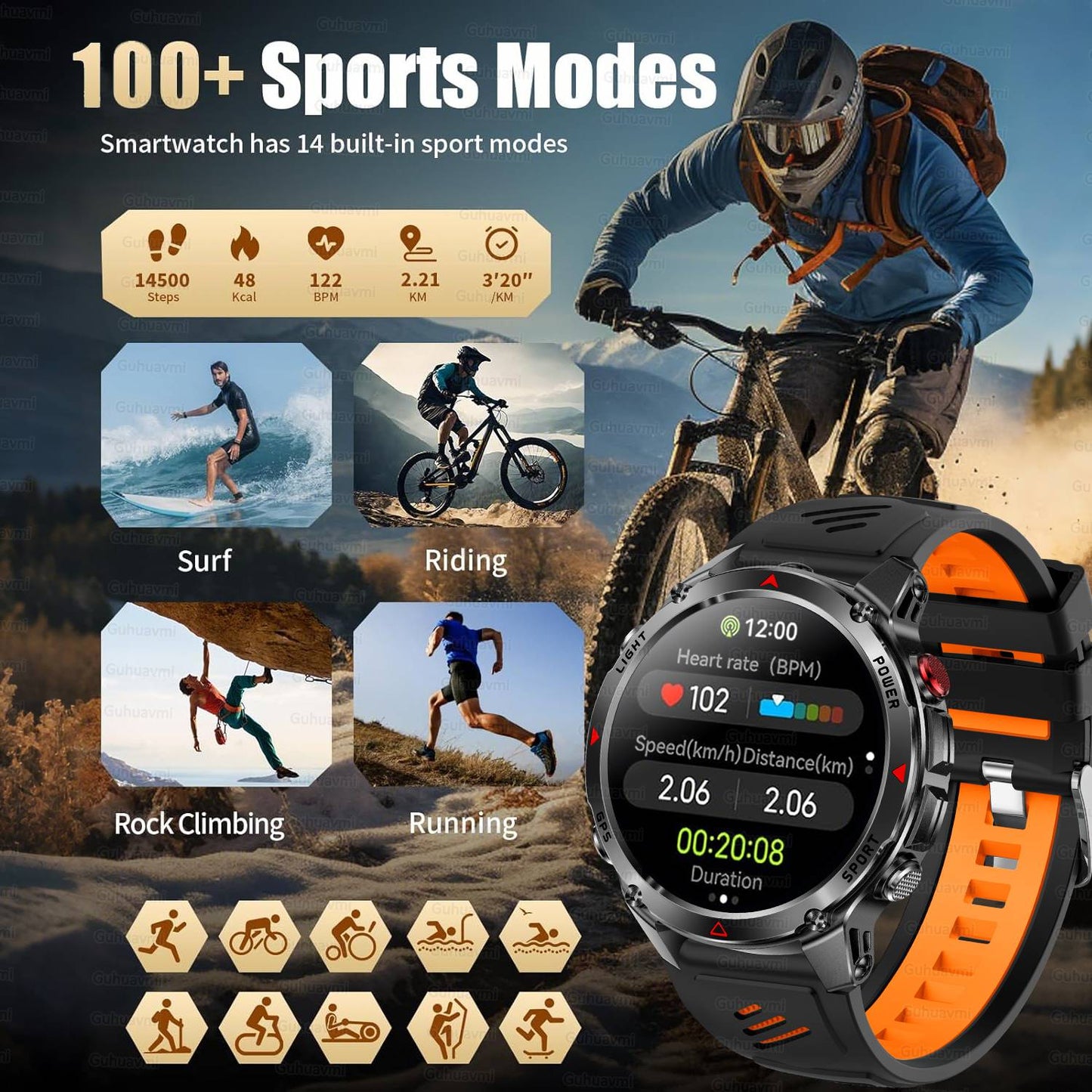 2025 Novo Smartwatch Profissional GPS Esportivo ao Ar Livre Corrida Rastreamento GPS Natação Bússola Altímetro 3ATM Pulseiras Esportivas Masculino