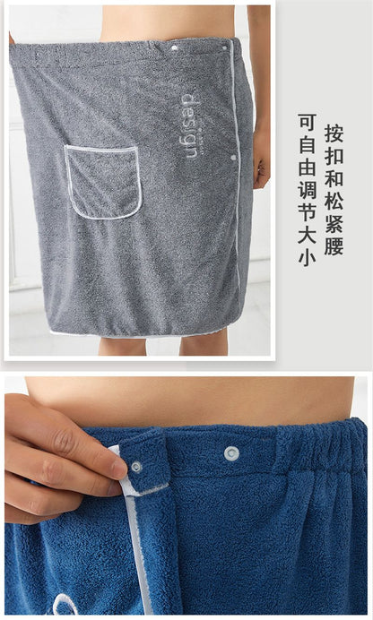 Towel Men's Quick Dry Bath Towel Wrap with Secure Buckle Pocket for Gym Spa Sauna for Shower Grooming Towel for Men Men Bath
