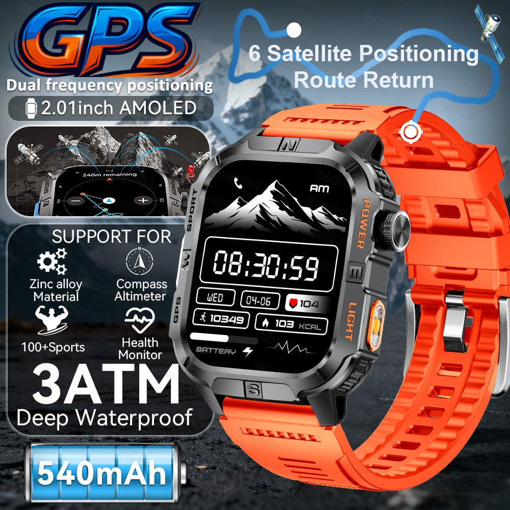 2026 New Millitary Grade GPS Position 2.01"Smart Watch Men 3ATM Waterproof Compass 540mAh Bluetooth Call Sports Smartwatches IOS