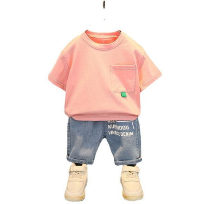 New Summer Baby Boy Kids Clothes Children Clothing Suit Tops Short-sleeve T-shirt Pants 2pcs/set Sport Infant 0-5 Years