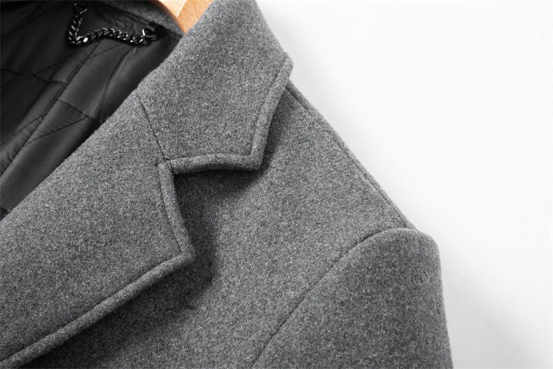 Woolen overcoat for men, fashionable middle-aged mid-length business casual windbreaker, men's woolen coat