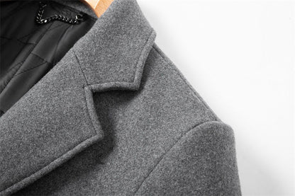 Woolen overcoat for men, fashionable middle-aged mid-length business casual windbreaker, men's woolen coat