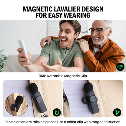 Microfone de Lapela Sem Fio Basix Gravação de Áudio Mini Microfone de Lã Substituível à Prova de Vento para iPhone 16 Gravar Vlog YouTube