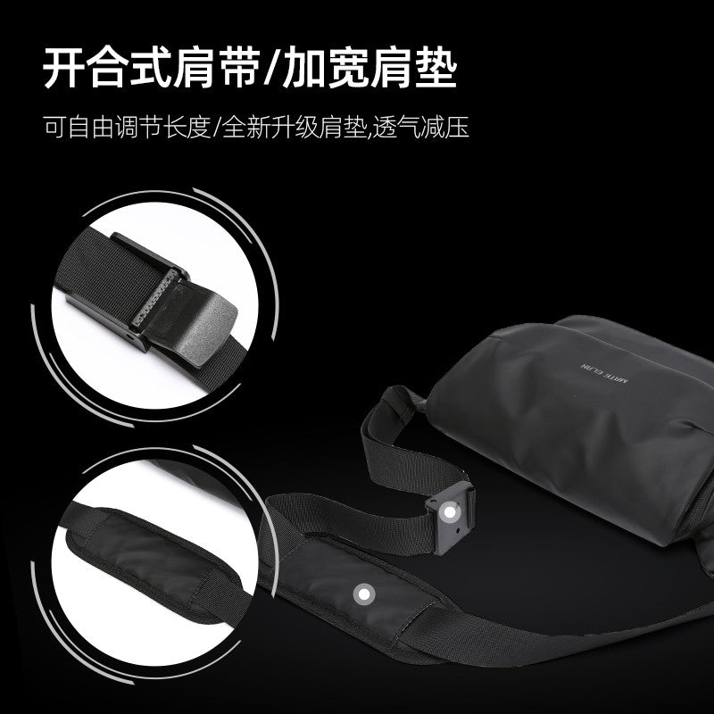 Waterproof Crossbody Bag Men Large Capacity 15 inch Laptop Fashion Shoulder Bag Solid Black Light Portable Anti-theft Zipper Bag