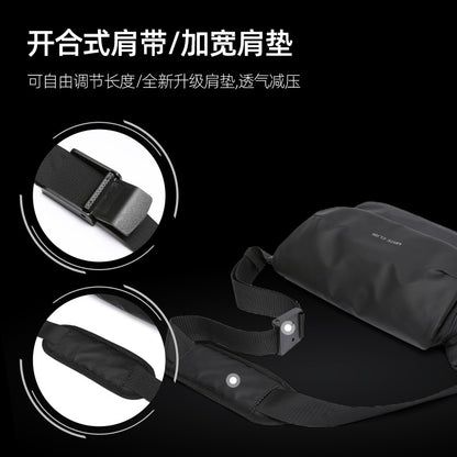 Waterproof Crossbody Bag Men Large Capacity 15 inch Laptop Fashion Shoulder Bag Solid Black Light Portable Anti-theft Zipper Bag